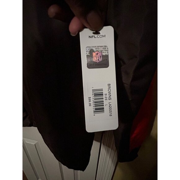 Cleveland Browns NFL Hooded Jacket L Red & Brown Polyester - Picture 3 of 7